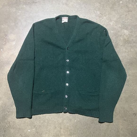 Vintage 60s McGregor Sportswear Green Mohair Cardigan - Picture 1 of 5